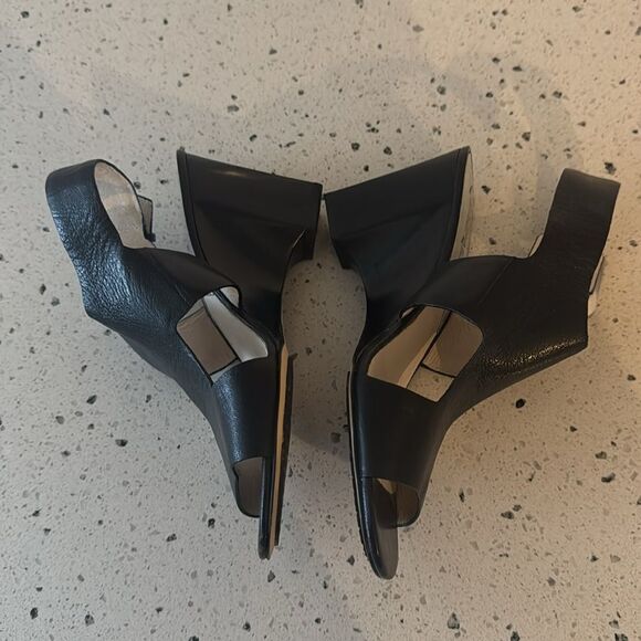 MICHAEL Michael Kors Women’s Size 8M Black Leather Wedged Heel Slingback Sandals - Picture 11 of 13